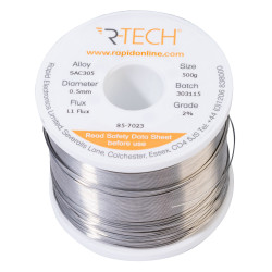 R-TECH 857023 SAC305 Solder 2% L1 Flux &lt;0.5% Halide 0.5mm 500g Reel