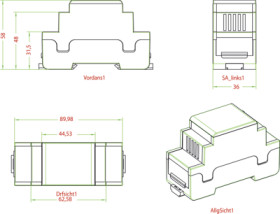 PC DIN rail enclosure, (L x W x H) 36 x 58 x 90 mm, light gray, IP30, 449-320-50