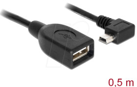 83356 USB mini plug, angled &gt; USB 2.0 A socket, OTG 50 cm