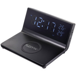 Sygonix SY-5459860 Electronic Alarm clock Qi charger Black matt 2 alarms