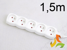 Przedłużacz elektryczny 5 gniazd z uziemieniem, 1,5m P0511 EMOS