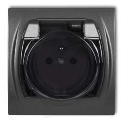 LOGO Gniazdo bryzgoszczelne z/u (klapka dymna) grafitowy 11LGPB-1zdp