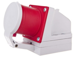 Wtyczka odbiornikowa z klapką 32A 4P 400V czerwona IP44 524-6d