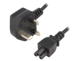 Kabel BS 1363 (G) wtyk IEC C5 żeński PVC 1,8m czarny 2,5A KAB-UK-M3-1.8-BK