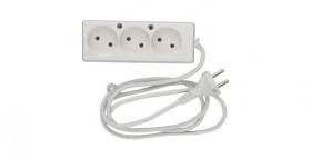 Przedłużacz 3-gniazdowy, 1,5m biały, b/u 2x1,0mm OWY / 24224