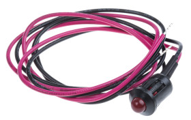 Lampka kontrolna do montażu panelowego 6V dc, czerwona 8mm LED Czarny Wyprowadzenia RS PRO