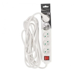 Przedłużacz domowy przenośny LOGAN White 5 - krotny z uziemieniem 5m z włącznikiem EDO777564 EDO
