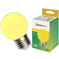 Żarówka LED E27 230V 1W kula żółta PC