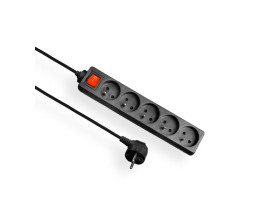 Przedłużacz mieszkaniowy 5 gniazd z uziemieniem+wyłącznik 3m czarny ECONOMIC EPS-503W-2 ELGOTECH