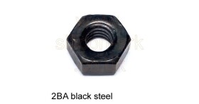 2BA black steel plain nut - 10 pack