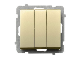 SONATA Wyłącznik zwierny przycisk potrójny szampański złoty ŁP-24R/m/39 OSPEL