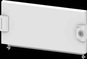 Compartment door, rectangular, sheet steel, (W x H x D) 400 x 200 x 25 mm, light gray, for built-in installation devices, 8PQ202