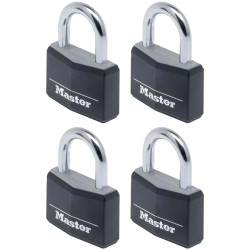 Master Lock 9140EURQBLKNOP Alu Black Vinyl Cover 40mm Padlock 4-Pin - KA x 4
