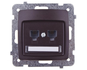 KARO Gniazdo telefoniczne podwójne RJ11 niezależne czekoladowy metalik GPT-2SN/m/40