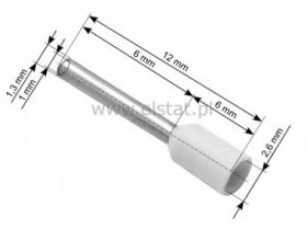 Końcówka rurkowa izolowana 0,5 L= 6mm ( 100szt)