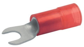 Insulated forked cable lug, 10 mm², 6.4 mm, M5, red, 652C6