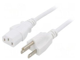 SN22-3/18/1.8WH Kabel: 3x18AWG, IEC C13 żeński,NEMA 5-15 (B) wtyk, 1,8m