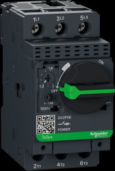 GV2P06 Motor circuit breaker, TeSys GV2P, 3 pole, 1 - 1.6 A