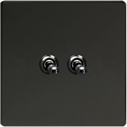 Varilight Metal Włącznik uchylny podwójn kolor czarny mat + czarne irydium 10A 230V dźwigniowy