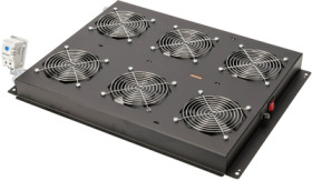 Roof ventilation unit, steel, (W x H x D) 505 x 65 x 435 mm, 1 U, black, for server cabinets Unique series, DN-19 FAN-6-SRV-B