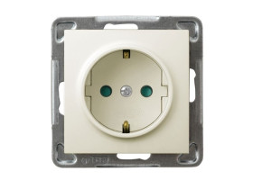 IMPRESJA Gniazdo pojedyncze z uziemieniem schuko z przesłonami torów prądowych ecru GP-1YSP/m/27 OSPEL