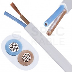 Kabel mieszkaniowy płaski OMYp / H03VVH2-F 2x1mm2 biały 300/300V giętki linka Mercor