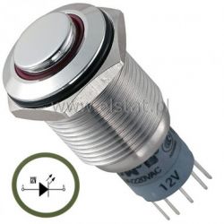 Przycisk chwilowy 16mm wyst. LED zielony 2xNO-NC