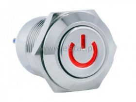 Przycisk wandal.stabilny12mm LED czerw.12V POWER