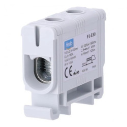 Blok rozdzielczy ‑ odgałęźny 1 ‑ polowy 2,5-50mm2 szary montaż płaski FJ-E50 85820