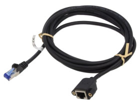 GOOBAY-65643 Przedłużacz RJ45 S/FTP 6a linka Cu LSZH czarny 2m 27AWG