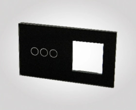 TouchMe Duży panel szklany, 1 x łącznik potrójny, 1 x ramka, czarny TM703728B