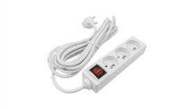 Przedłużacz 3 Gniaz. 5M Z/U Z Wyłącznikiem Biały