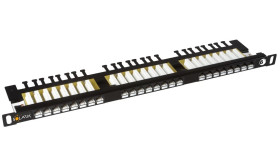 Patch Panel Solarix 24xRJ45 CAT6 UTP z wspornikiem czarny 0,5U SX24HD-6-UTP-BK