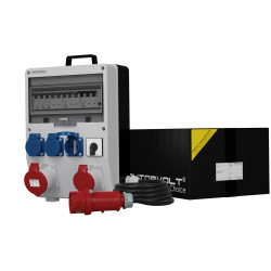 Rozdzielnica budowlana z kablem i łącznikiem 0-1 TD-S/FI SKH 32A 16A 3x230V Schuko Doktorvolt DV-0007-D