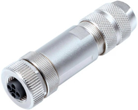 Jack, M12, 4 pole, screw connection, screw locking, straight, 99 1632 814 04