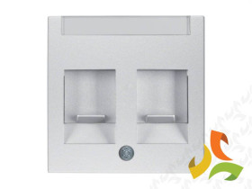 B.Kwadrat/B.7 Płytka czołowa do gniazda multimedialne podwójne z zasuwami z polem opisowym aluminium mat lakierowany 11811404 HA