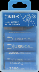 Li-ion battery, AA (Mignon), 1.5 V, 1300 mAh, USB-C, 4-pack