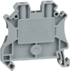 Terminal block, 2 pole, 0.2-4.0 mm², clamping points: 2, gray, screw connection, 32 A, NSYTRV42