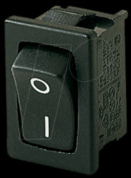 01801.2106-02 Rocker switch, 1-pin, OFF, black, I-O
