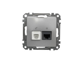 SEDNA DESIGN & ELEMENTS Gniazdo komputerowo-telefoniczne (RJ45 k.6UTP+RJ11) srebrne aluminium SDD113468 SCHNEIDER ELECTRIC