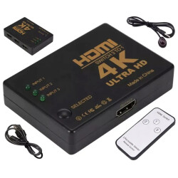 Spliter HDMI 3-wejścia/1-wyjście 4K przełączane pilotem / 13137