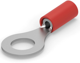 Insulated ring cable lug, 0.8-0.9 mm², AWG 18, 6.35 mm, M6, red, 8-320571-1