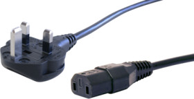 Device connection cable, UK, plug type G, angled on C17 socket, straight, H05VV-F2x1.0 mm², black, 2.5 m, BS13/13-H05VVF2X100-C1