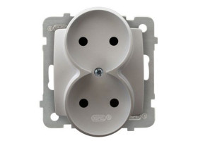 KARO Gniazdo podwójne bez uziemienia do ramki IP-20 zaciski gwintowe srebrny perłowy GP-2SR/m/43 OSPEL