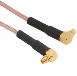 Coaxial cable, MMCX plug (angled) to MMCX plug (angled), 50 Ω, RG-178, grommet black, 153 mm, 265104-08-06.00