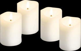 77780 LED real wax candle set of 4, white, warm white with timer 10x7.