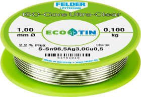 Cyna lutownicza Felder ISO-Core "Ultra Clear" SAC305 szpula Sn96,5Ag3Cu0,5 0.100 kg 1 mm