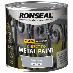 Ronseal 39187 Direct to Metal Paint Steel Grey Gloss 250ml