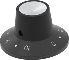 Button, cylindrical, Ø 29.7 mm, (H) 17 mm, black, for rotary switch, 9-1437624-4