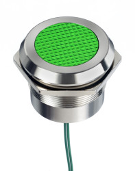 Lampka kontrolna do montażu panelowego 12 → 24V ac/dc, zielona 30mm LED Wyprowadzenia RS PRO